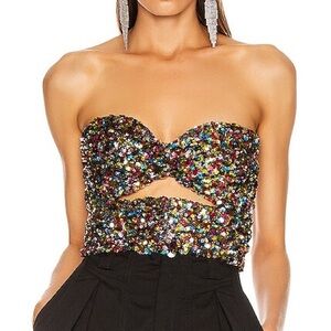The Attico Sequin Cutout Strapless Crop Top Multicolor Size 40 (Small)